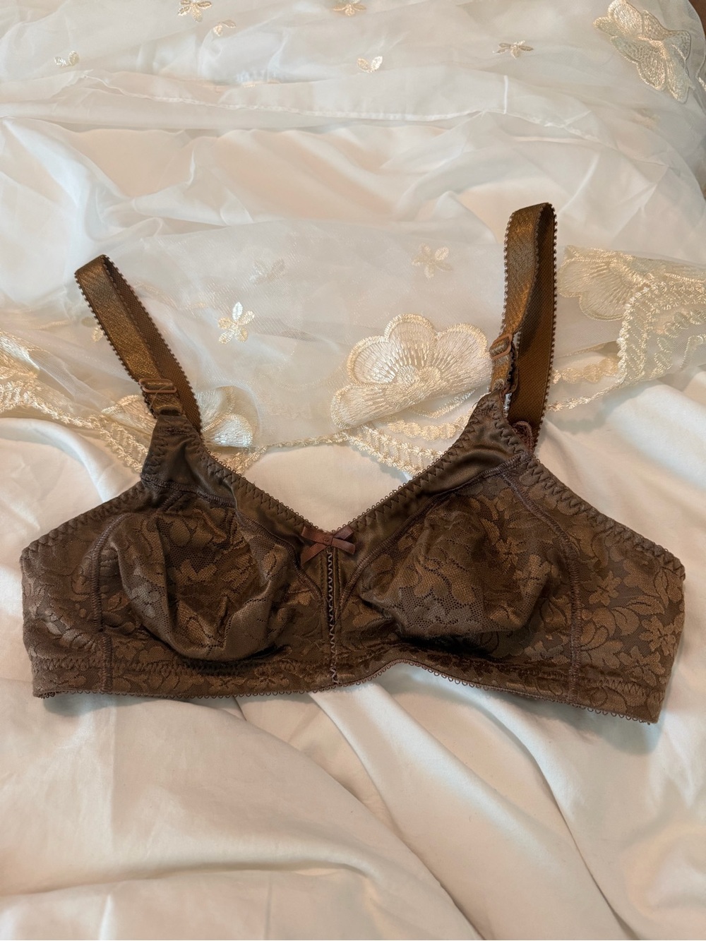 Vintage Bali Brown Lace Full Coverage Bra